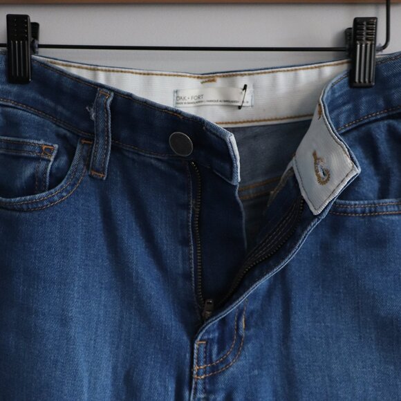 Oak + Fort Women's Sz XS Blue Light Wash Stretch High Rise Straight Leg Jeans - Picture 4 of 10